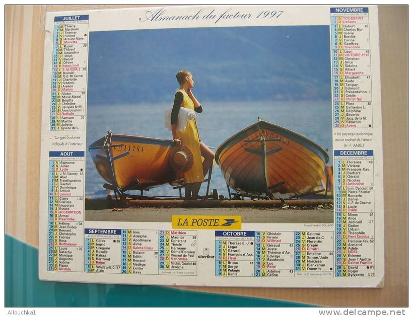 CALENDRIER ALMANACH DES  P.T.T. 1997 /  FLEURS ET BARQUES  DE PORT VENDRE - Groot Formaat: 1991-00