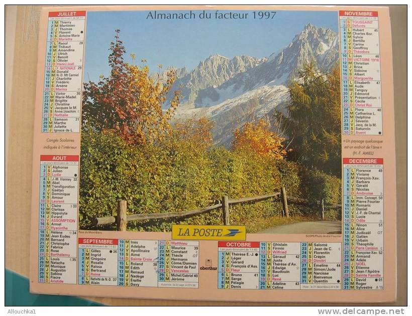 CALENDRIER ALMANACH DES  P.T.T. 1997 /  MONT BLANC HAMEAU DE VILLARD-DESSOUS  HAUTE SAVOIE - Grand Format : 1991-00