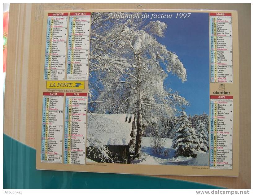 CALENDRIER ALMANACH DES  P.T.T. 1997 / VALLEE DE MANIGOD ET MASSIF DE LA TOURNETTE  74 /BELLEDONNE AU COL LUITEL ALPES - Tamaño Grande : 1991-00