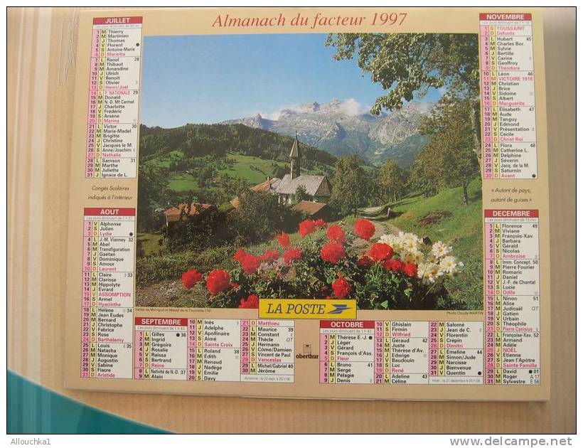 CALENDRIER ALMANACH DES  P.T.T. 1997 / VALLEE DE MANIGOD ET MASSIF DE LA TOURNETTE  74 /BELLEDONNE AU COL LUITEL ALPES - Groot Formaat: 1991-00