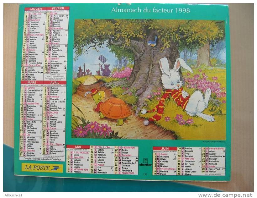 CALENDRIER ALMANACH DES  P.T.T. 1998 / - Tamaño Grande : 1991-00