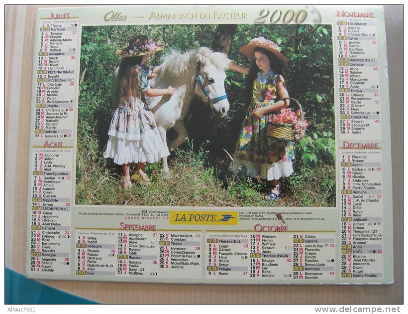 CALENDRIER ALMANACH DES  P.T.T DE 2000  / - Grossformat : 1991-00