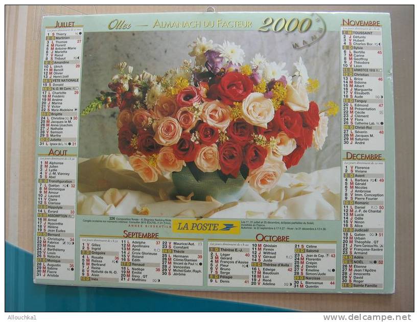 CALENDRIER ALMANACH DES  P.T.T DE 2000  / FLEURS - Grand Format : 1991-00
