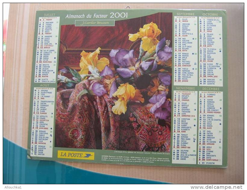 CALENDRIER ALMANACH DES  P.T.T DE 2001  / FLEURS - Grand Format : 2001-...