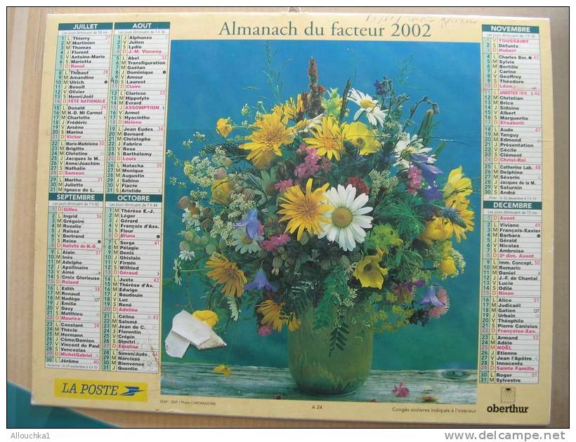 CALENDRIER ALMANACH DES  P.T.T DE 2002  / BOUQUETS DE FLEURS - Grossformat : 2001-...