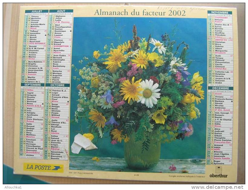 CALENDRIER ALMANACH DES  P.T.T DE 2002  / BOUQUETS DE FLEURS - Big : 2001-...