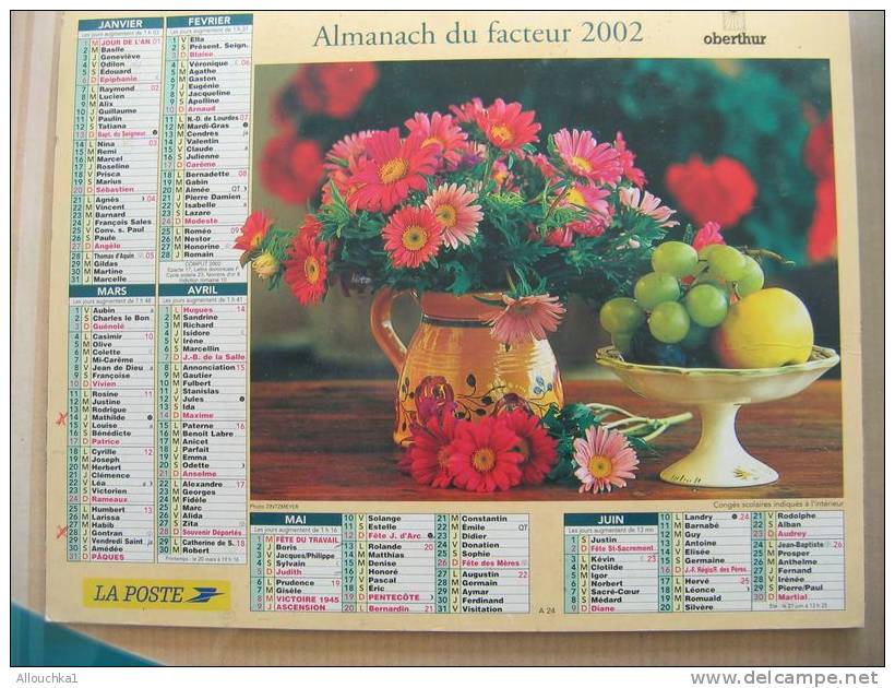 CALENDRIER ALMANACH DES  P.T.T DE 2002  / BOUQUETS DE FLEURS - Grossformat : 2001-...