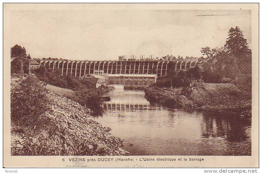 CPA De Vezins Près Ducey (Manche 50): L'Usine électrique Et Le Barrage - Ducey