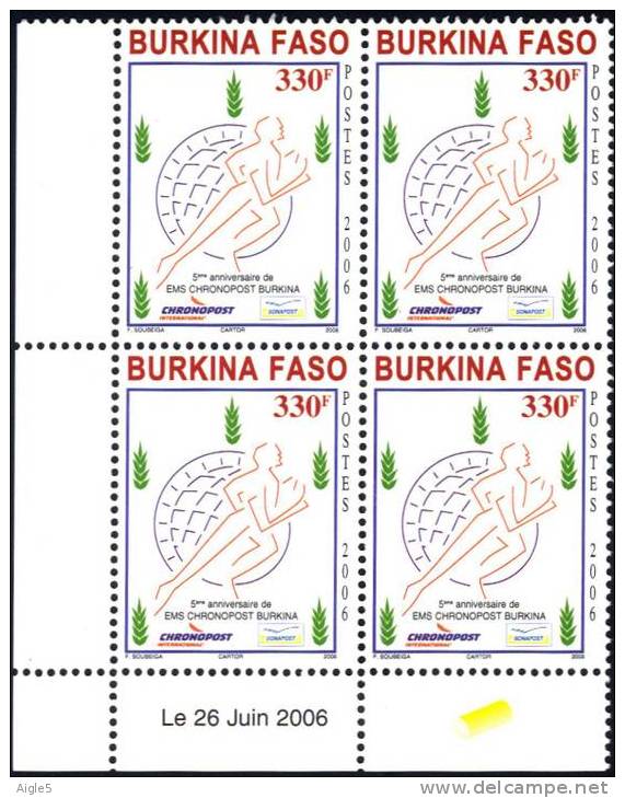 BURKINA FASO. 2006. Bloc De 4 . 5 ° Anniversaire De EMS CHRONOPOST BURKINA - Burkina Faso (1984-...)