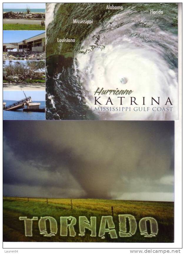 2 Tornado - Hurricane Postcard - 2 Carte Sur Les Conditions Atmospherique - Astronomia
