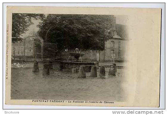 Cpa FONTENAY TRESIGNY La Fontaine Et L'entree Du Chateau - A Lafolie - Fontenay Tresigny