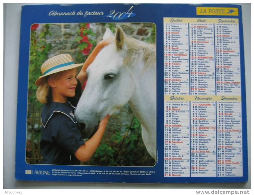 CALENDRIER ALMANACH DES P.T.T.DOUBLE PHOTOS/  2004 / CHIOT/  CHEVAL BLANC - Big : 2001-...