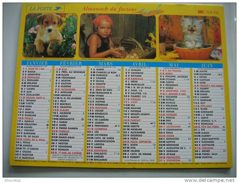 CALENDRIER ALMANACH DES P.T.T. DOUBLE PHOTOS/ 2004 / VILLAGES GORDES QUEYRAS ST JEAN DE LUZ  COLLEY POULE CHAT - Big : 2001-...