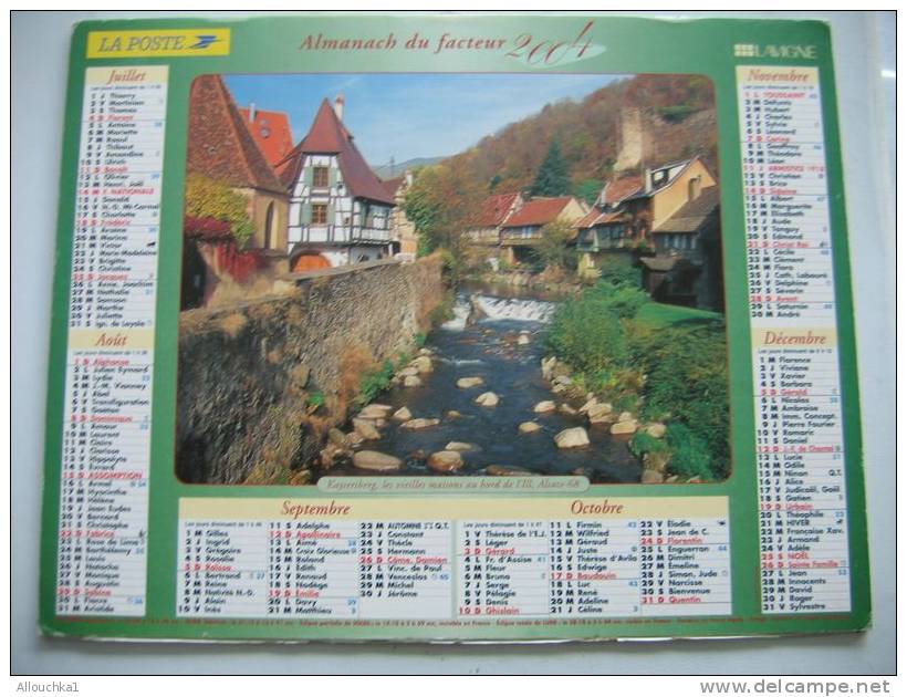 CALENDRIER ALMANACH DES P.T.T. DOUBLE PHOTOS/ 2004 / KAYSERSBERG BORD ILL ALSACE  / TEMPLE NEUF METZ LORRAINE 57 - Tamaño Grande : 2001-...