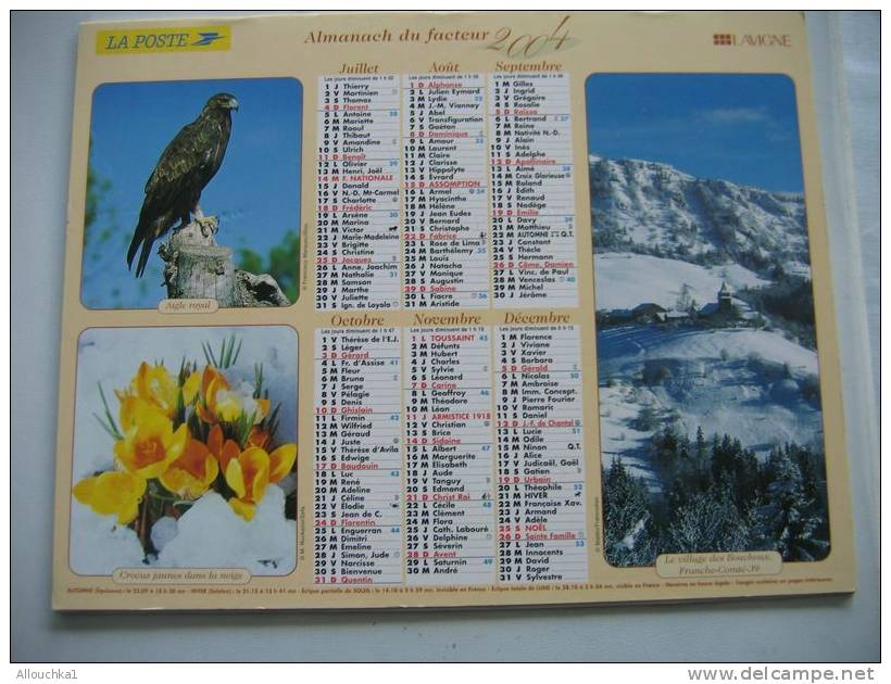 CALENDRIER ALMANACH DES P.T.T. DOUBLE PHOTOS/ 2004 / BOUQUETIN RHODODENDRON  JOUX  AIGLE  CROCUS  BOUCHOUX - Formato Grande : 2001-...