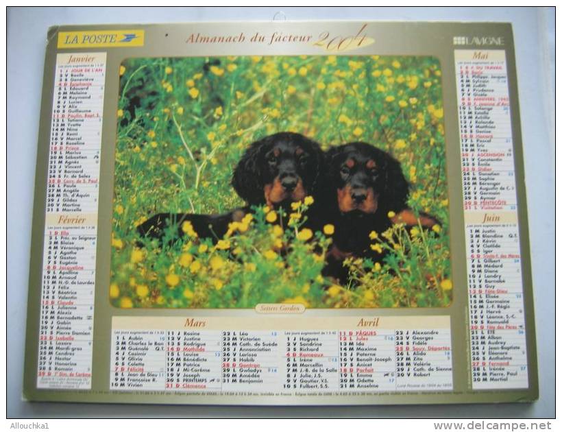 CALENDRIER ALMANACH DES P.T.T. DOUBLE PHOTOS/ 2004 / CHIENS EPAGNEUL BRETONS  SETTERS GORDON - Big : 2001-...