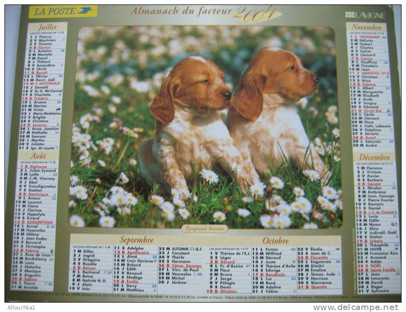 CALENDRIER ALMANACH DES P.T.T. DOUBLE PHOTOS/ 2004 / CHIENS EPAGNEUL BRETONS  SETTERS GORDON - Grand Format : 2001-...