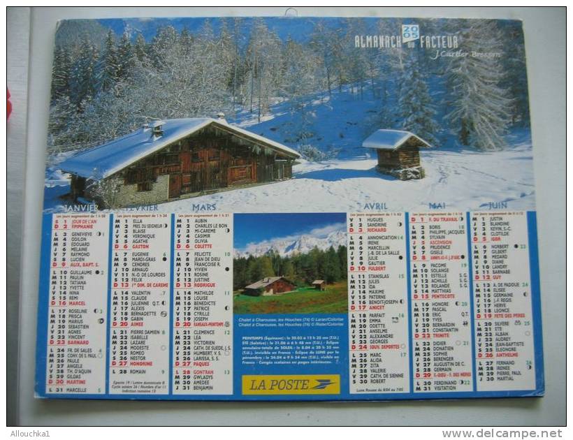 CALENDRIER ALMANACH DES P.T.T. DOUBLE PHOTOS/ 2005 / CHALET A CHAROUSSE LES HOUCHES 74 COMBLOUX  74 - Big : 2001-...