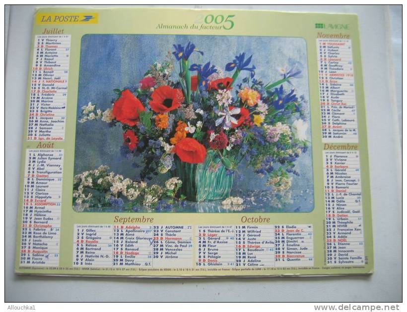 CALENDRIER ALMANACH DES P.T.T. DOUBLE PHOTOS/ 2005 / BOUQUETS DE FLEURS - Tamaño Grande : 2001-...