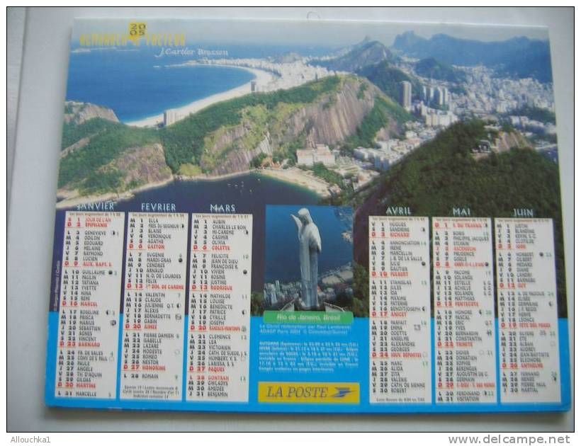 CALENDRIER ALMANACH DES P.T.T. DOUBLE PHOTOS/ 2005 /RIO DE JANEIRO BRESIL /   PLETTENBERG BAY AFRIQUE DU SUD - Grand Format : 2001-...