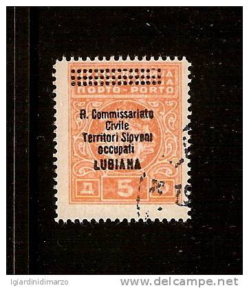 LUBIANA - OCCUPAZIONE - 1941: Segnatasse, Vignetta Usata Da 5 D. Con Soprastampa - In Buone Condizioni - DC0900. - Erinnofilia