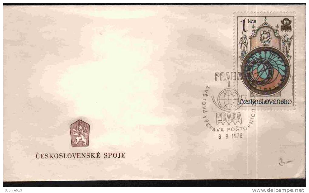 Fdc Tchécoslovaquie 1978 Horlogerie Horloge Astronomique Prague Ange - Clocks