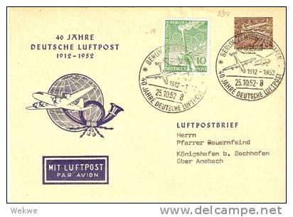 BLN192 / Privat-GA 40 Jahre Luftpost.Flugzeuge Im Stempel - Postkarten - Gebraucht