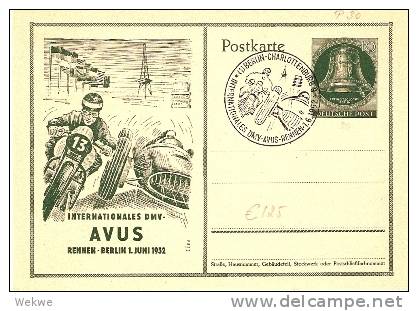 BLN207a /  AVUS-Motorrad-Rennen P 30 10 Pfg Glocke/S.Stempel - Postkarten - Gebraucht