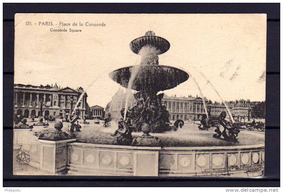France 1925, Carte Postale De La Place De La Concorde  FONTAINE - District 08