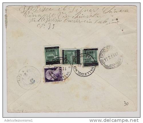 1634)raccomandata Con 3x2£/25c. Monumenti Distrutti+1£ Imperiale S:F: Da Valledolmo A Palermo Il 20-1-1946 - Marcofilie