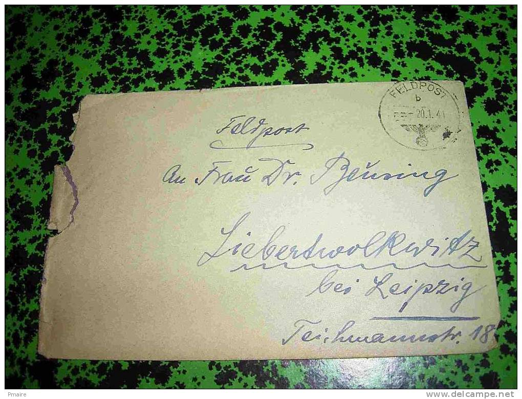 Lettre FELDPOST 20/01/1941 N° 06296 (noté Sur Adresse Au Verso) - Briefe U. Dokumente