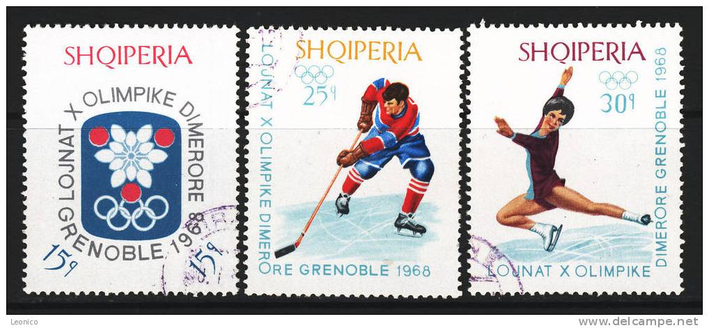 SHQIPERIA-Albanien 1968 / Mi: 1233-35 / Z 89. - Hiver 1968: Grenoble
