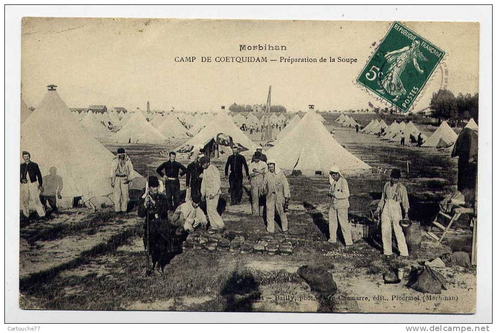 K8 - Camp De COETQUIDAN - Préparation De La Soupe (1908 - BEAU PLAN Animé) - Guer Coetquidan