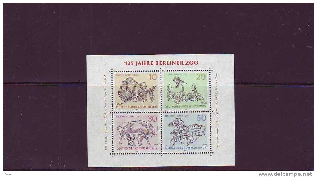 GERMANIA - BERLINO 1969 - Yvert BF 2** Scimmie-uccelli-zebre-rinoceronti - Rhinozerosse