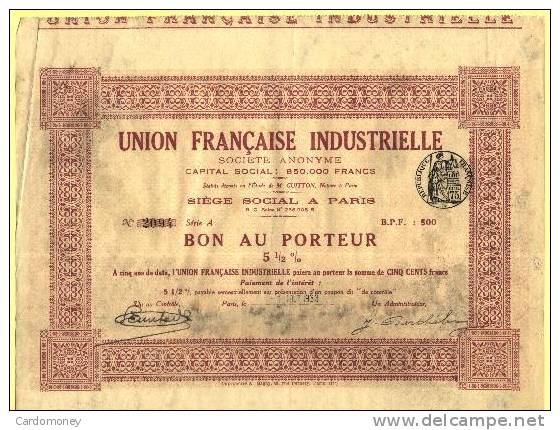 UNION FRANCAISE INDUSTRIELLE (art. N° 194) - Industry