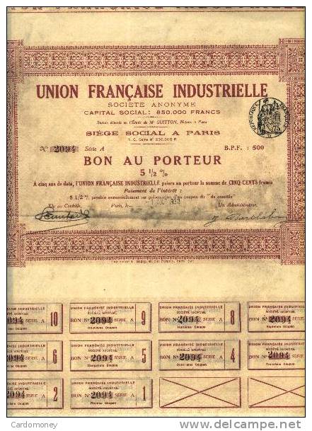 UNION FRANCAISE INDUSTRIELLE (art. N° 194) - Industrie