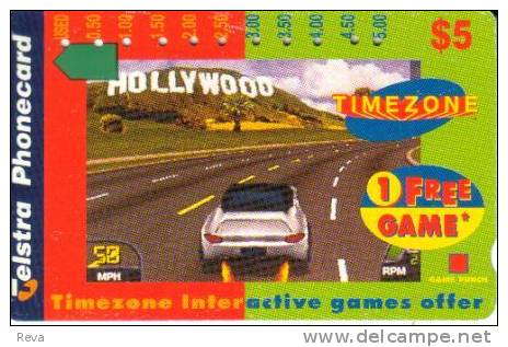 AUSTRALIA $5 TIME ZONE GAMES AD CARD WHITE CAR  AUS-543 SPECIAL  PRICE !!  READ DESCRIPTION !! - Australie