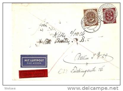 BRD023 / Posthorn 25+60 Pfg Luftpostbrief /Express,Inland! - Lettres & Documents