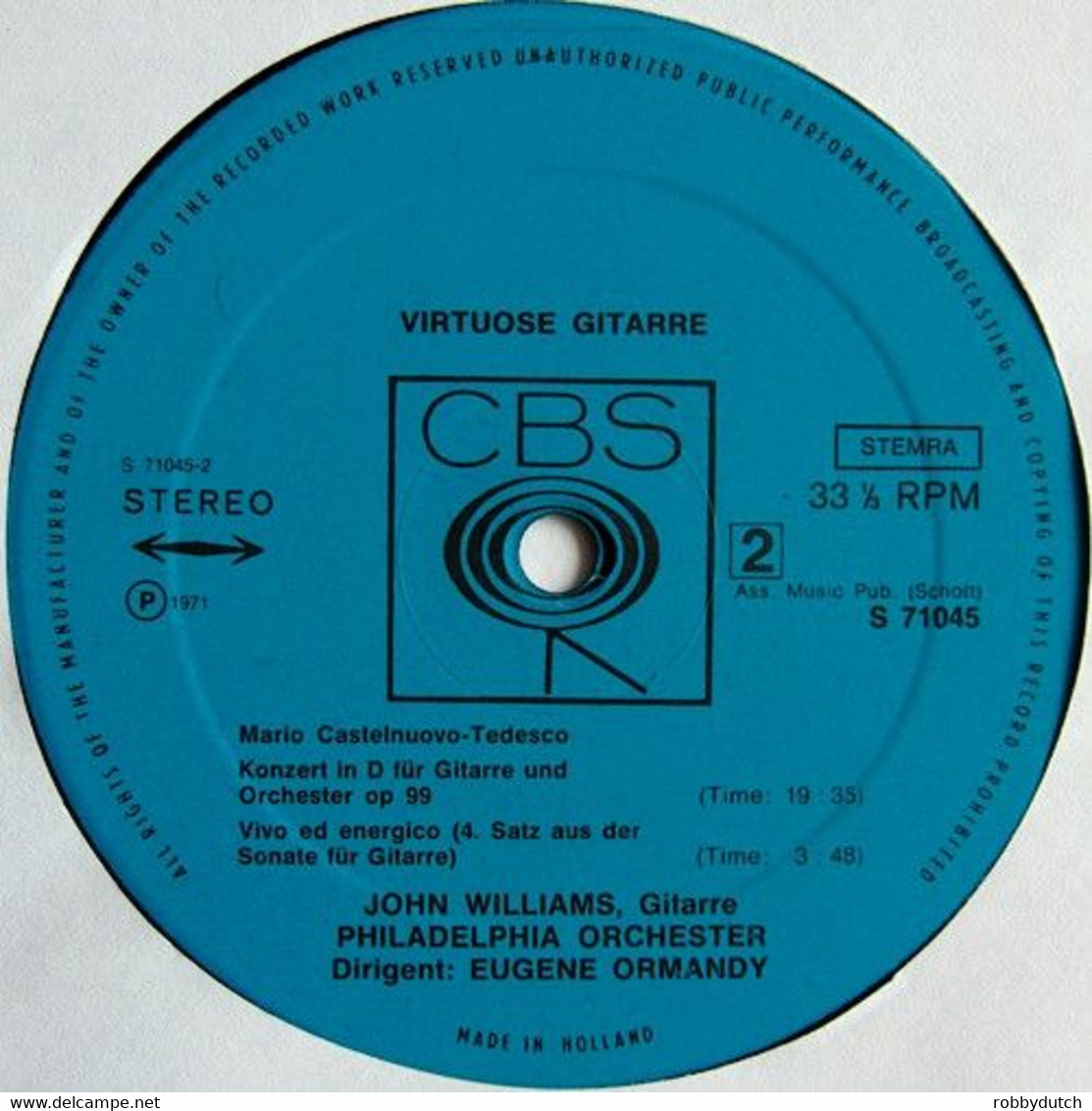 * LP * JOHN WILLIAMS - RODRIGO/CONCIERTO DE ARANJUEZ (Holland 1971 Ex!!!) - Klassiekers