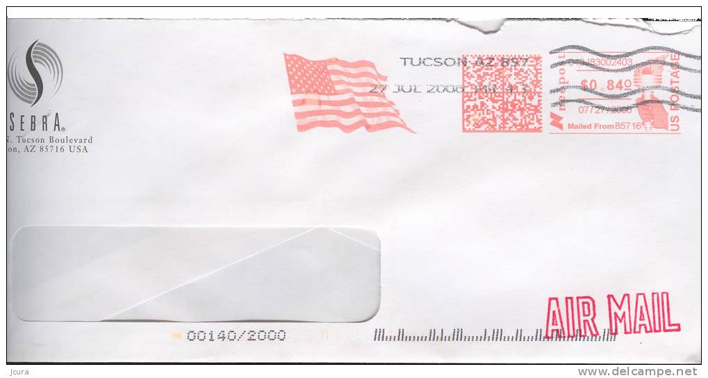 USA Flag Slogan Cancellation - Neopost Meter - Ema - Covers