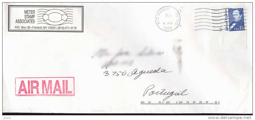 USA Johns Hopkins Stamp Hudson Circulated With AIRMAIL Mark, Hudson Postmark 1999 - Autres & Non Classés