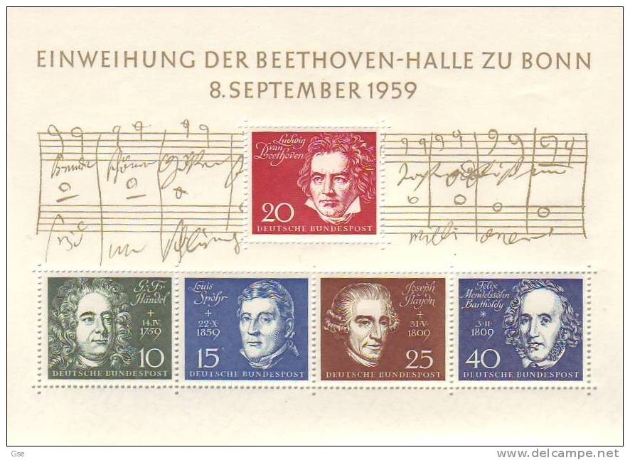 GERMANIA 1959 - Yvert BF  1** - Beethoven - Musica - Sonstige & Ohne Zuordnung