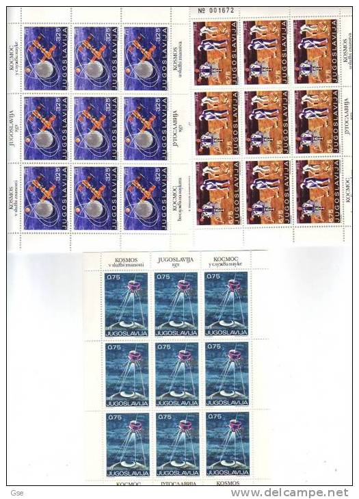 YUGOSLAVIA 1971 -  Yvert 1294/99** Blocco Di 9 - Spazio - Blokken & Velletjes