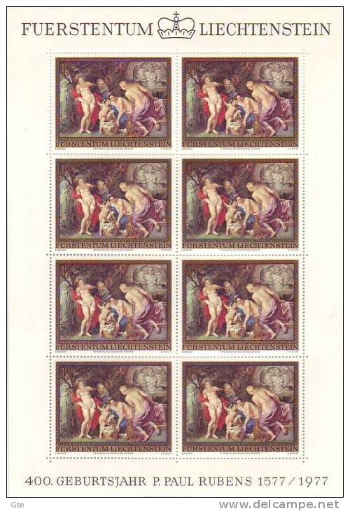 LIECHTENSTEIN 1976 - Yvert  596/8 (blocco Di 8) - Rubens - Blocks & Sheetlets & Panes