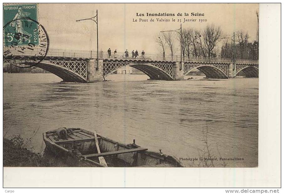 Inondations De La Seine - Le Pont De Valvins Le 25 Janvier 1910.(samois-sur-seine) - Samois