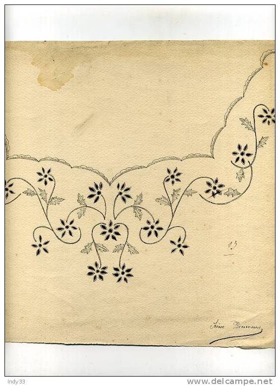 - MOTIF DE DENTELLE . DESSIN A L'ENCRE DE CHINE D´ELEVE - Dentelles Et Tissus