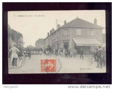 21960 Gretz Rue De Paris édit.brugnon N° 1 Animée Magasin De L'éditeur Militaire Zouave   Belle Carte - Gretz Armainvilliers