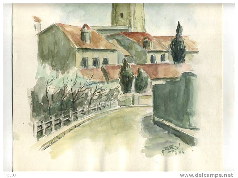 - FRANCE 13 . LE CLOCHER DE GARDANNE . AQUARELLE SIGNEE ET DATEE - Wasserfarben