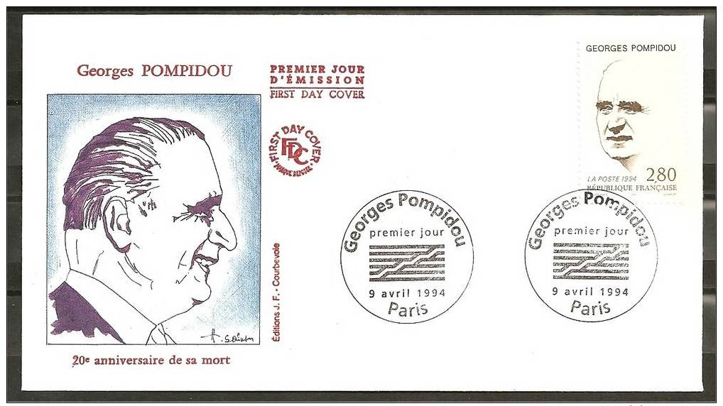 *FDC.9.4.1994. Paris. Georges POMPIDOU , Président Français - Autres & Non Classés