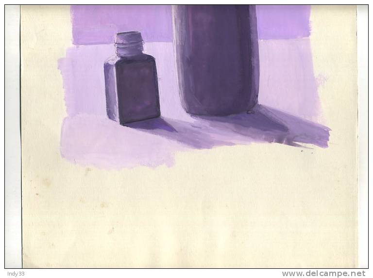 - BOUTEILLE ET BOCAL . GOUACHE NON SIGNEE - Waterverf